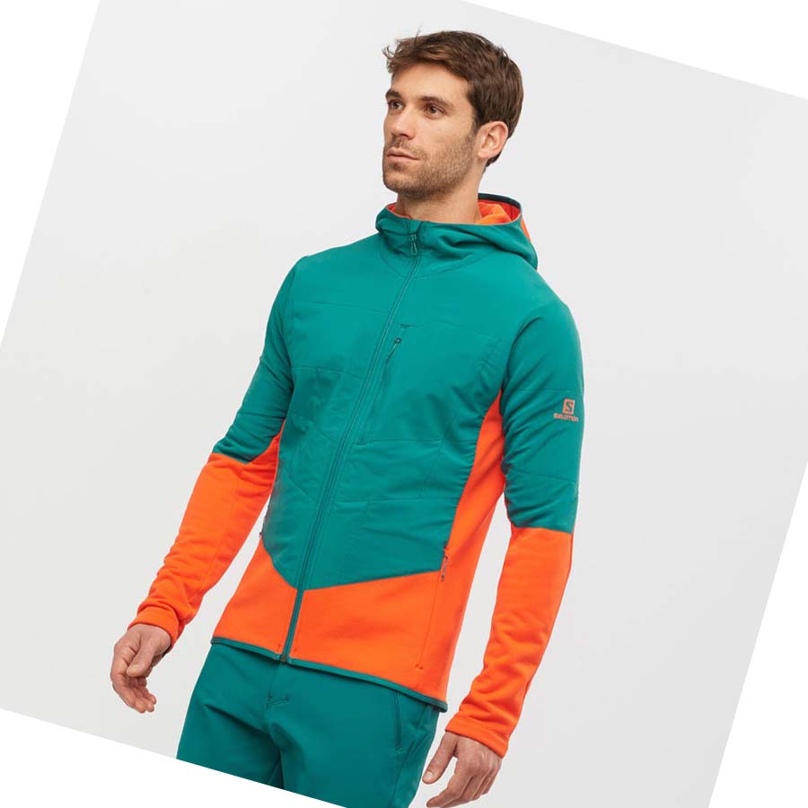 Salomon OUTLINE WARM HYBRID Erkek Kapüşonlu Sweatshirt Yeşil | TR 3212DFM